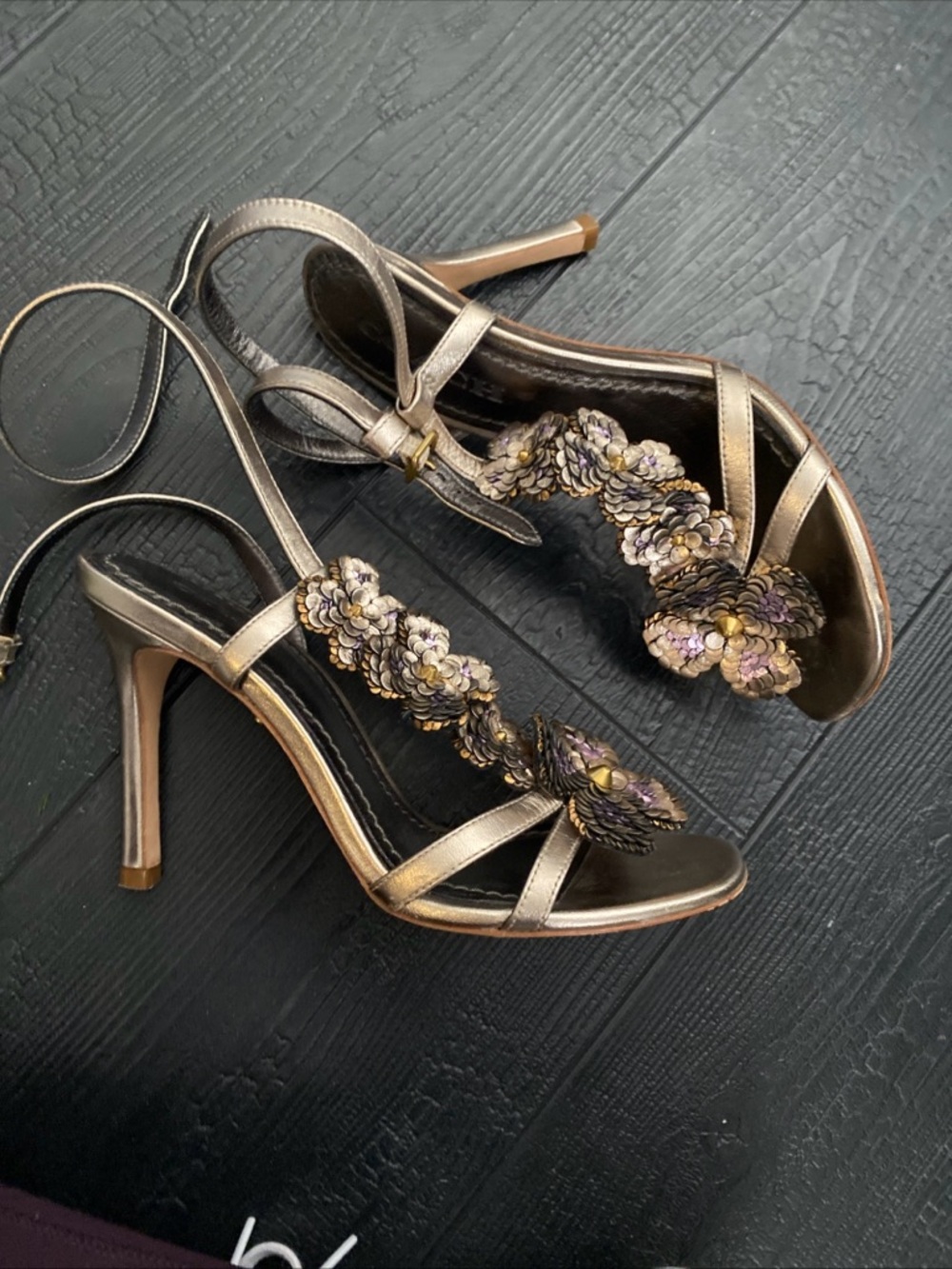 Coach Bianca Womens Sandals Heels Ankle Straps Embellished Leather 7.5 - Picture 10 of 16